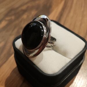 Vintage Silver Ring with Black Stone